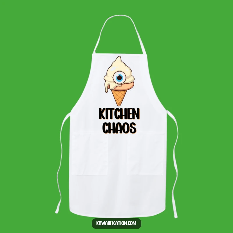 Funny Confused Melting Ice Cream Apron - Kitchen Whimsy Cartoon Gift!