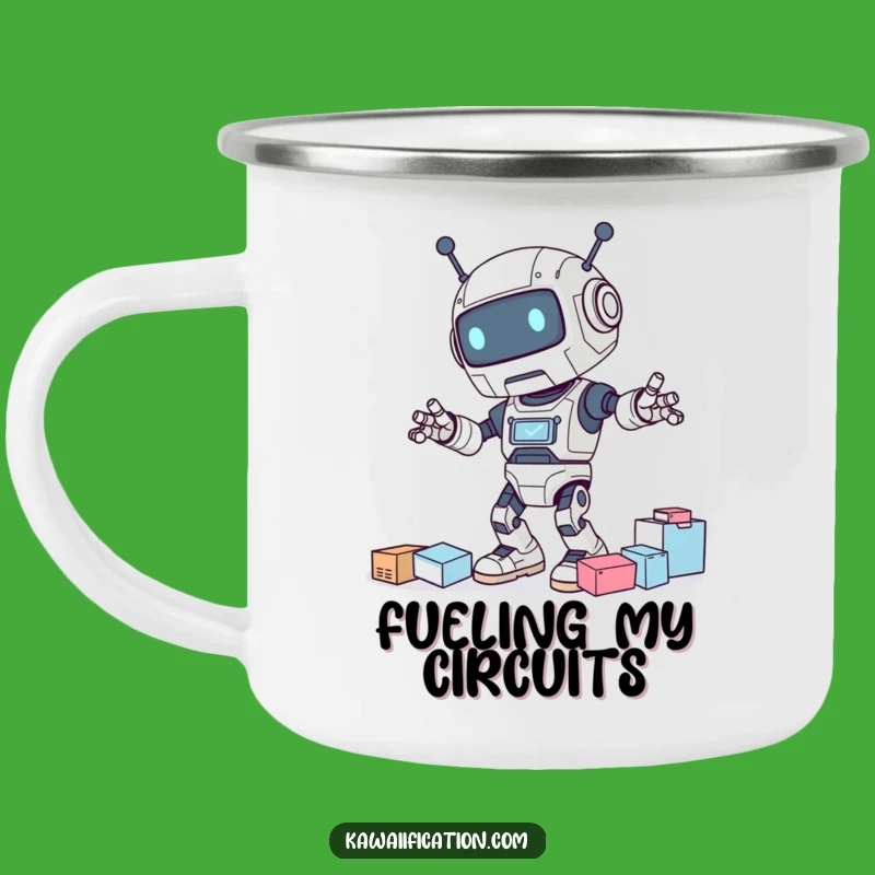Funny Clumsy Robot Camping Mug: Your adventure buddy for spills and thrills!