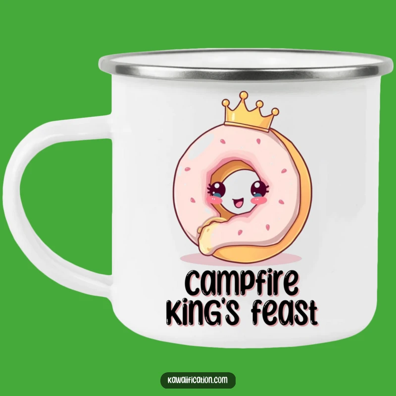 Funny Donut Crown Camping Mug - Regal Adventure, Outdoor Funny Gift!