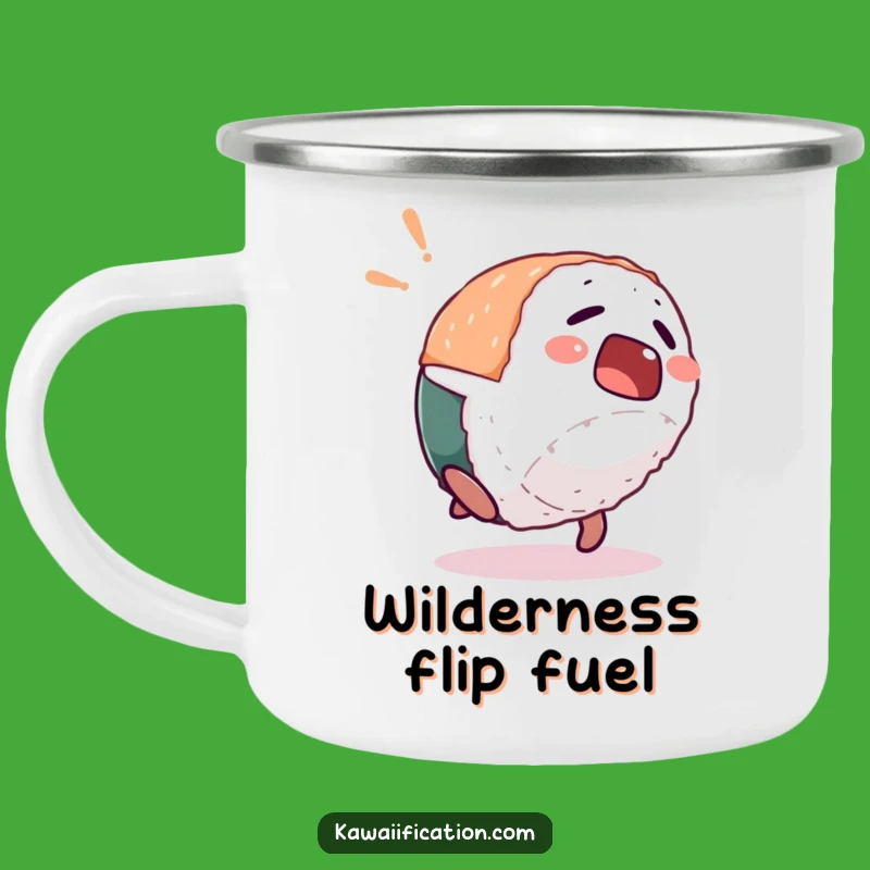 Funny Outdoor Sushi Backflip Camping Mug: Adventure Fuel with Surprise Vibes
