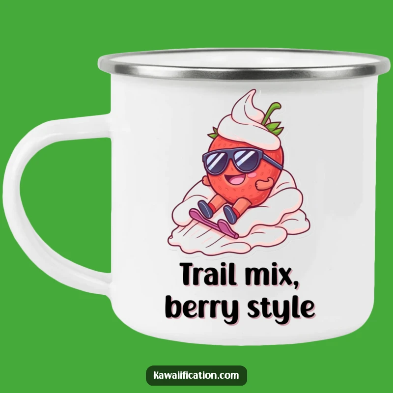 Funny Strawberry Sloth Camping Mug: Trail Treat, Hilarious Dessert Gift