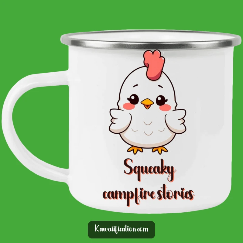 Funny Squashed Chicken Camping Mug - Smiling Outdoors, Adventure Gag Gift!