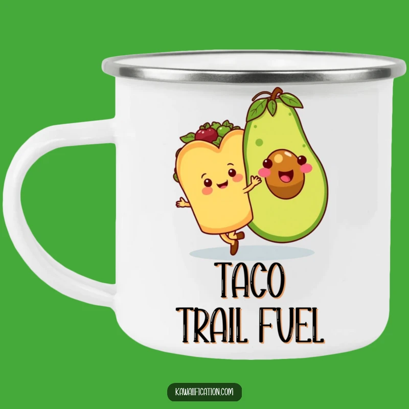 Funny Outdoor Taco Avocado Waltz Camping Mug: Adventure with Hilarious Foodie Vibes