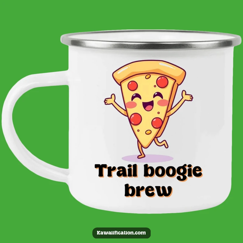 Funny Dancing Pizza Camping Mug: Your Cheerful Trail Companion