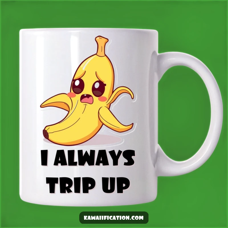 Funny Startled Banana Peel Slipping Mug - Hilarious Cartoon Gift!