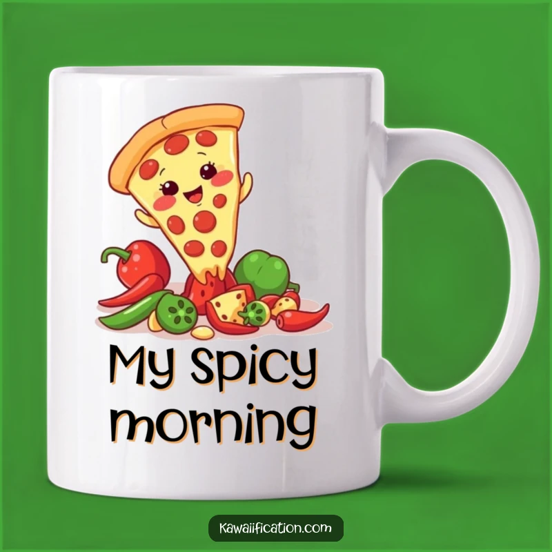 Funny Pizza Slip Mug: Giggling Slice, Pepper Mishap, Perfect Foodie Gift