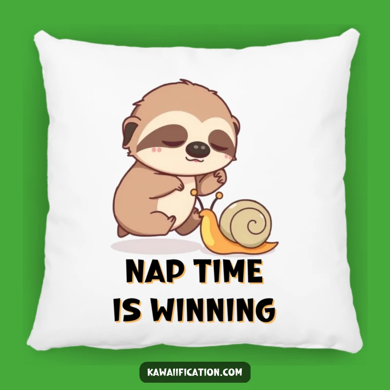 Funny Sloth vs. Snail Race Pillow: Cozy Comfort with a Hilarious Slow-Motion Theme