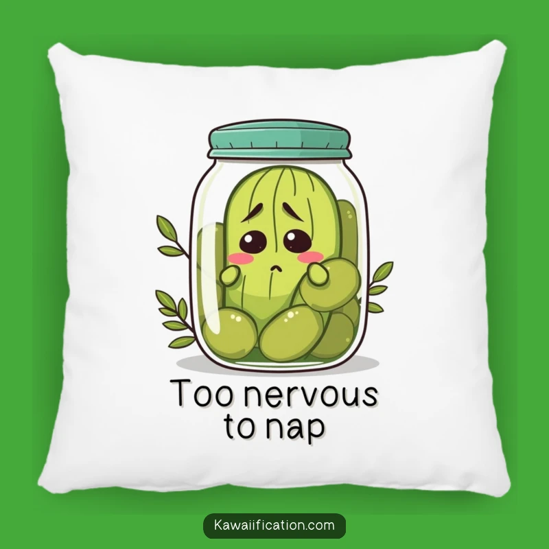 Funny Nervous Pickle Pillow - Cozy Relatable Comfort