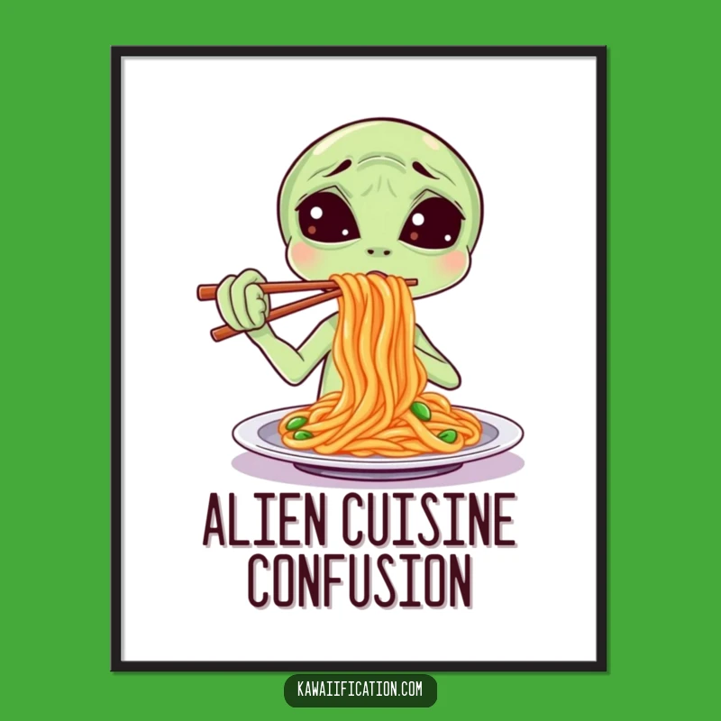 Funny Alien Spaghetti Digital Art - Confused Whimsy, Instant Sci-Fi Gift!