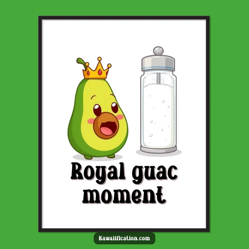 Funny Avocado Crown Salt Surprise Digital Art Print A Hilarious Wall Decor Piece