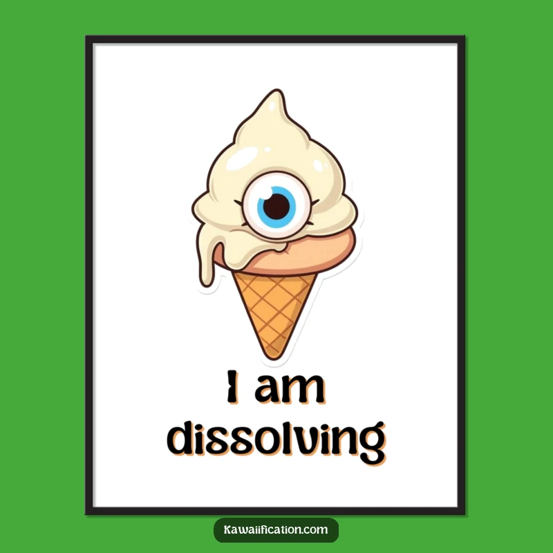 Funny Confused Melting Ice Cream Digital Art - Instant Cartoon Surprise Gift!