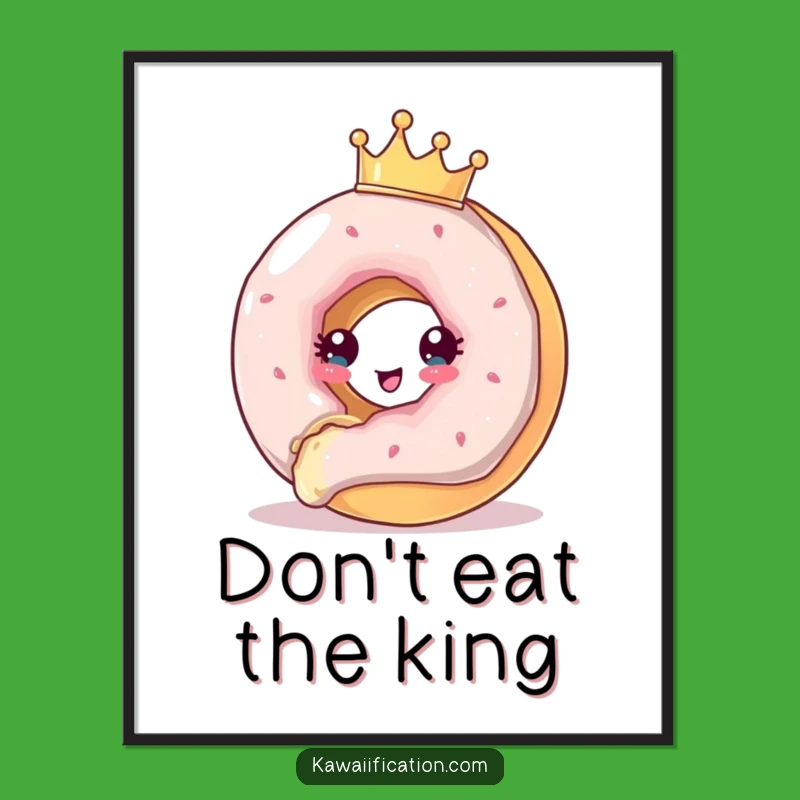Funny Donut Crown Digital Art - Royal Escape, Instant Whimsy Funny Gift!