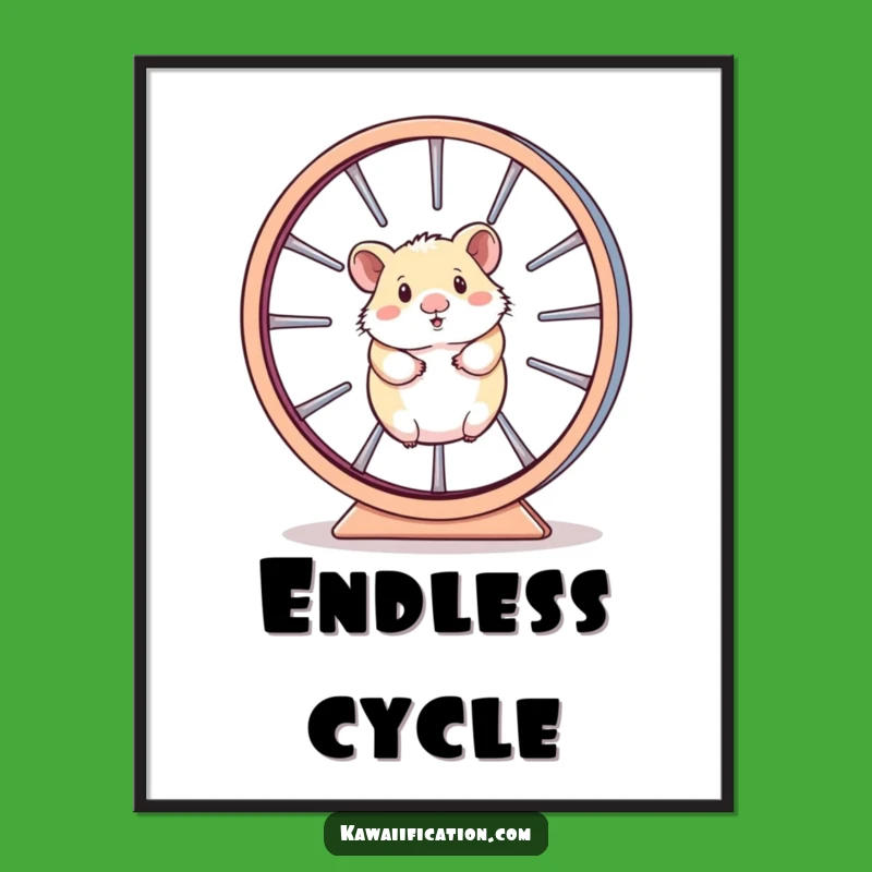 Funny Hamster Wheel Digital Art - Trapped Life, Instant Humor Funny Gift!