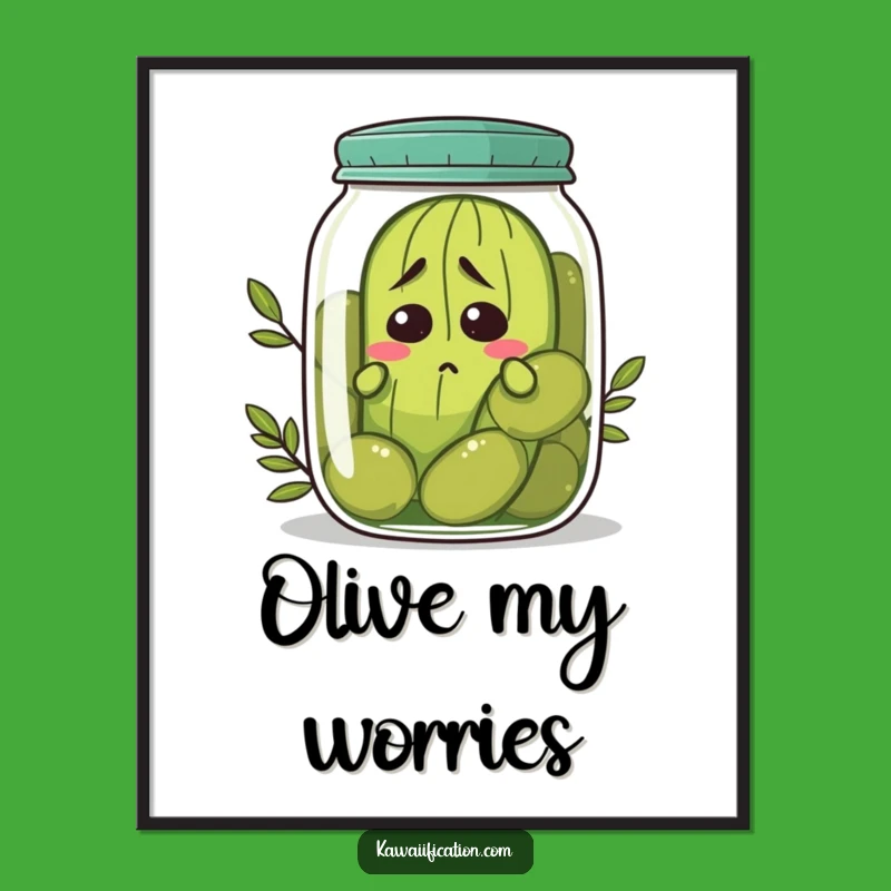 Funny Nervous Pickle Digital Art - Instant Relatable Decor