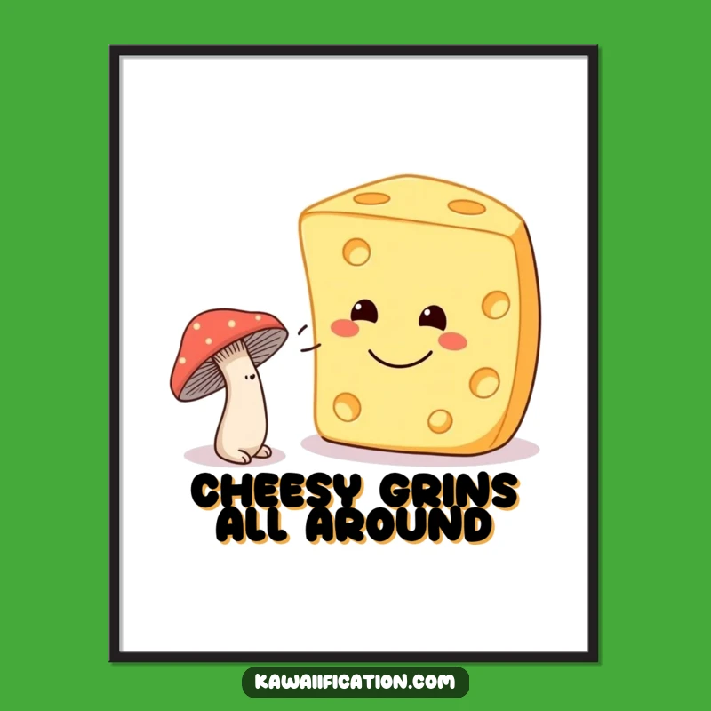 Funny Shy Mushroom Digital Art: Instant Whimsy for Your Walls