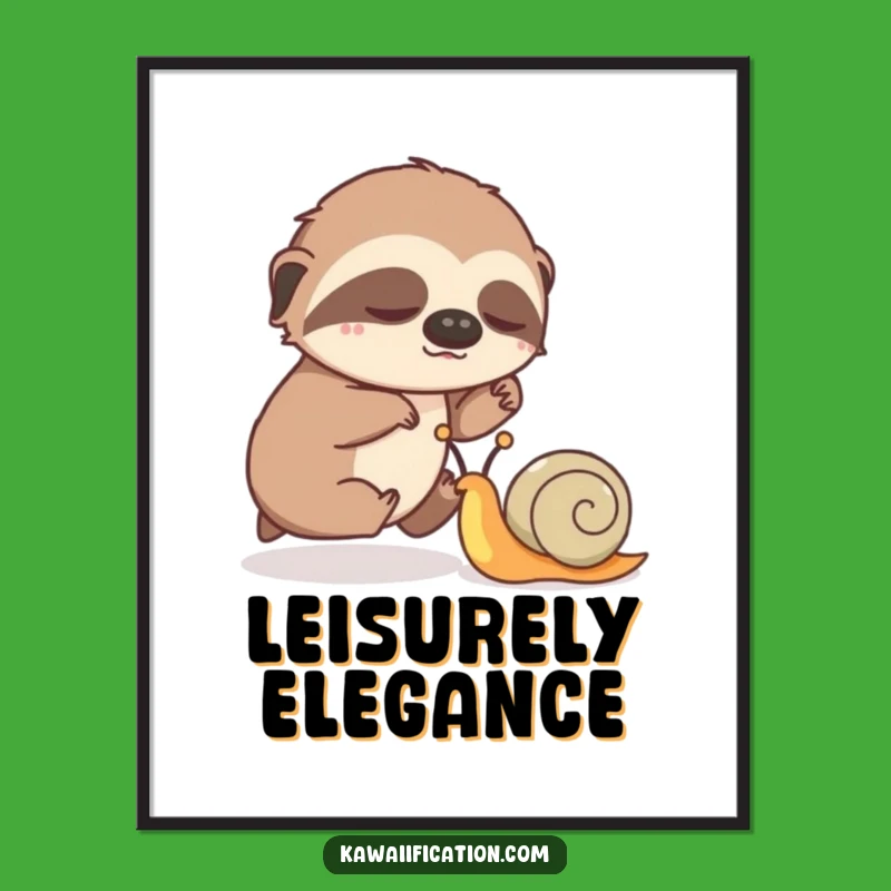 Funny Sloth vs. Snail Race Digital Art: Hilarious Printable for Instant Wall Decor