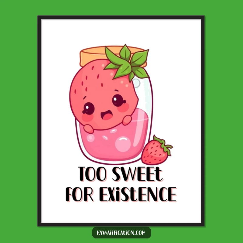 Funny Surprised Strawberry Jam Jar Digital Art - Instant Cartoon Surprise Gift!