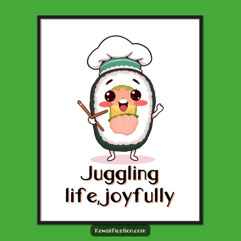 Funny Sushi Juggler Digital Print: Instant Whimsy, Perfect Humorous Decor Gift