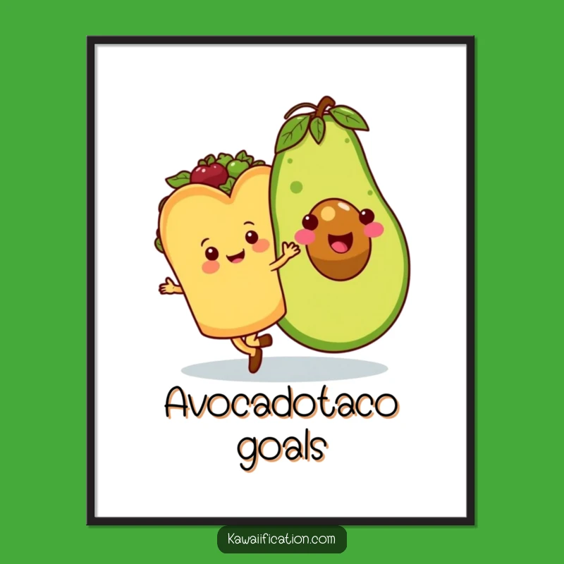 Funny Taco Avocado Waltz Digital Print: Instant Hilarious Foodie Wall Decor