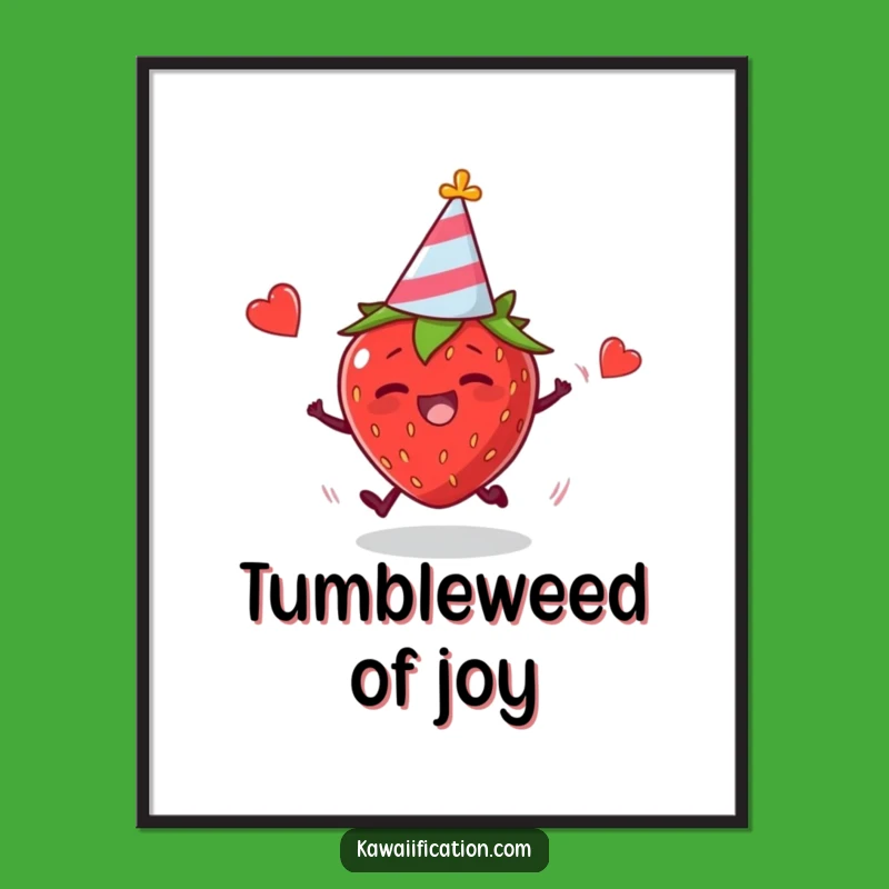 Funny Tripping Strawberry Digital Art: Hilarious Fruit Party Wall Decor Gift