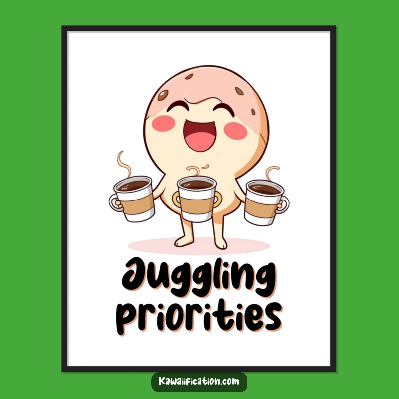 Funny Donut Juggling Digital Print: Instant Sweetness