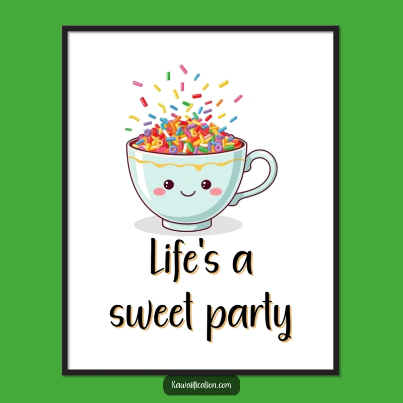 Funny Teacup Sprinkle Dance Digital Art: Instant Cheerful Decor for a Joyful Space
