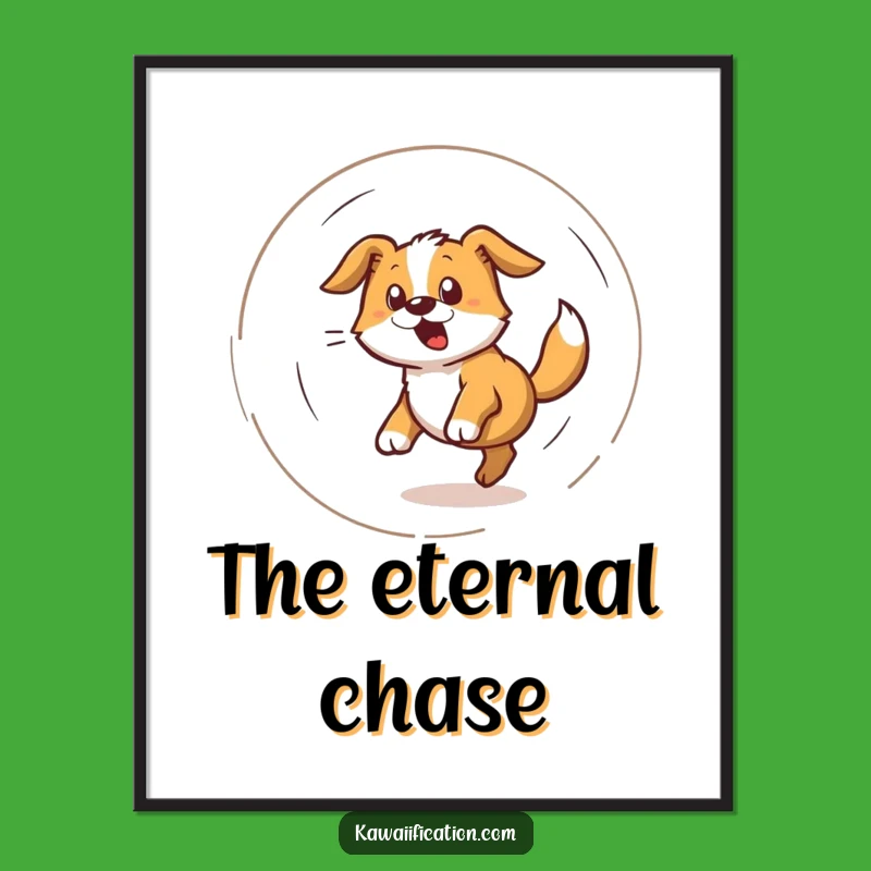 Funny Dog Tail Chase Digital Art - Hilarious Print for Playful Spaces