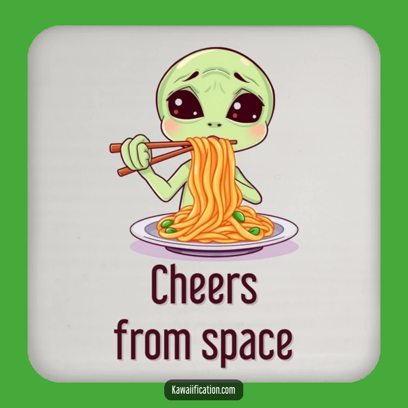 Funny Alien Spaghetti Coaster - Confused Drinks, Sci-Fi Funny Gift!