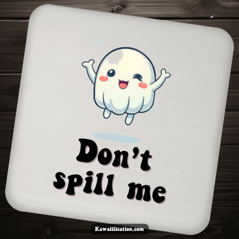 Funny Coasters: A set featuring a wobbly jelly character in energetic poses, adding humor to drink protection. A fun funny gift.