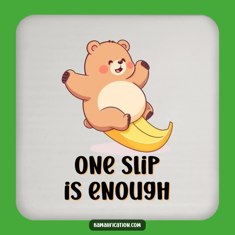 Funny Bear Banana Slip Drink Coaster: Protect Surfaces with Hilarious Art