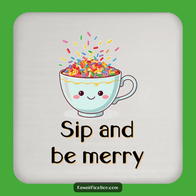 Funny Sprinkle Teacup Drink Coaster: Protect Surfaces with Cheerful, Colorful Art