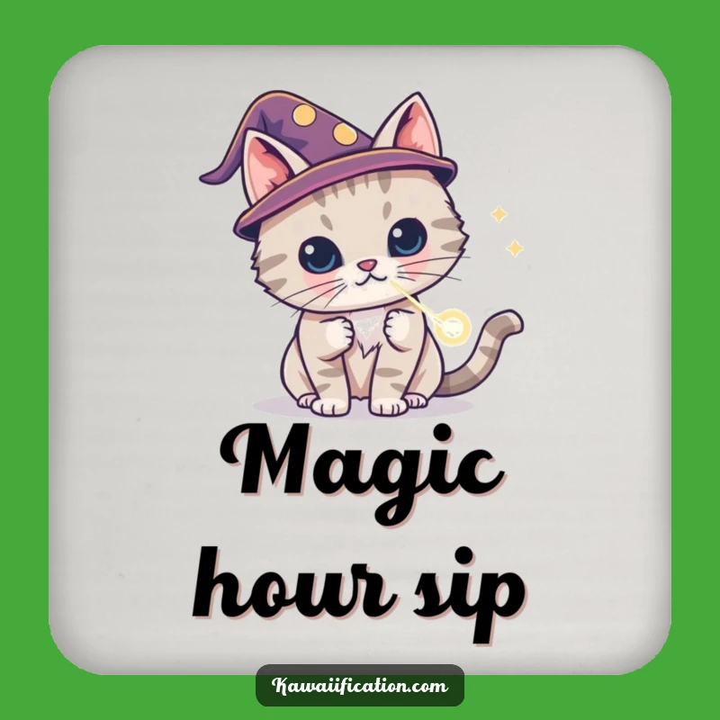 Funny Cat Wizard Laser Coaster - Protect Surfaces with Magic