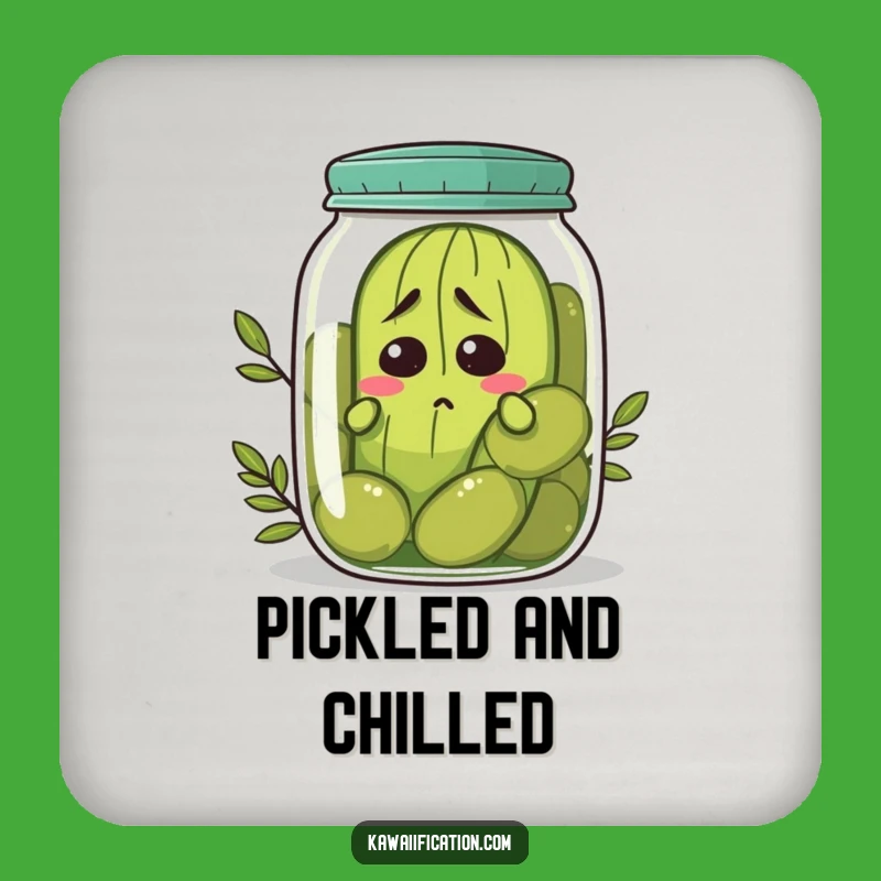 Funny Nervous Pickle Coaster - Protect Surfaces with Humor