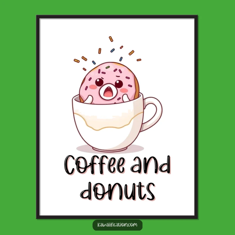 Funny Donut Coffee Fall Poster: Whimsical Breakfast Art, Perfect Humorous Decor Gift