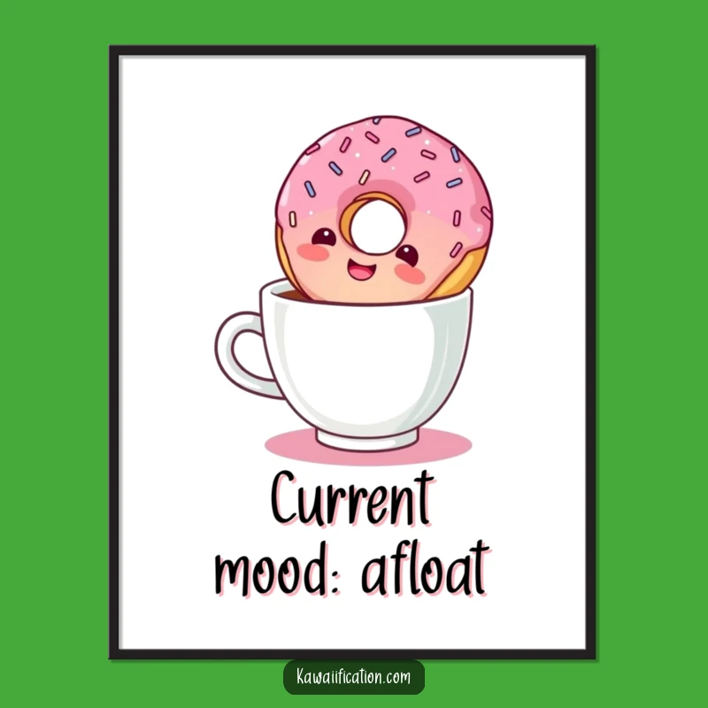 Funny Giggling Donut Poster: Brighten Your Space with Coffee-Inspired Humor