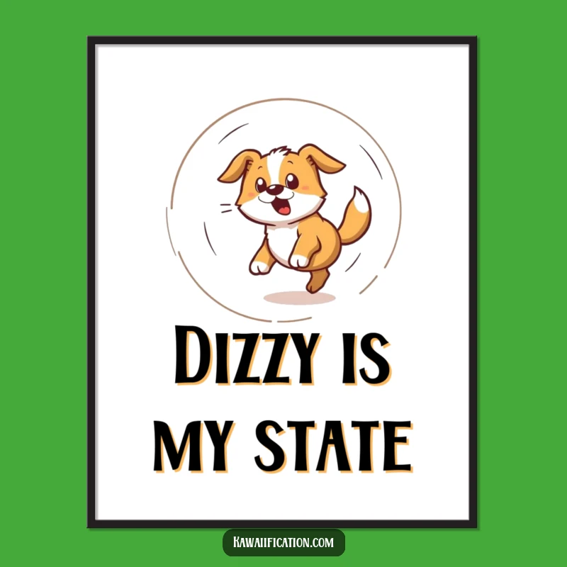 Funny Dog Tail Chase Poster - Hilarious Wall Art for Pet Lovers