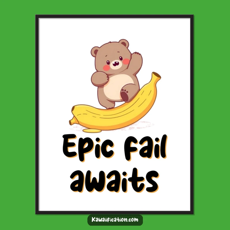 Funny Bear Banana Poster - Hilarious Wall Art for Wilderness Lovers