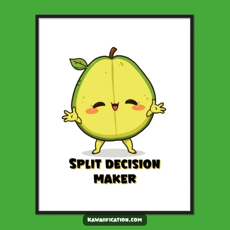 Funny Avocado Split Poster: Vibrant Confident Fruit Art for a Hilarious Gift