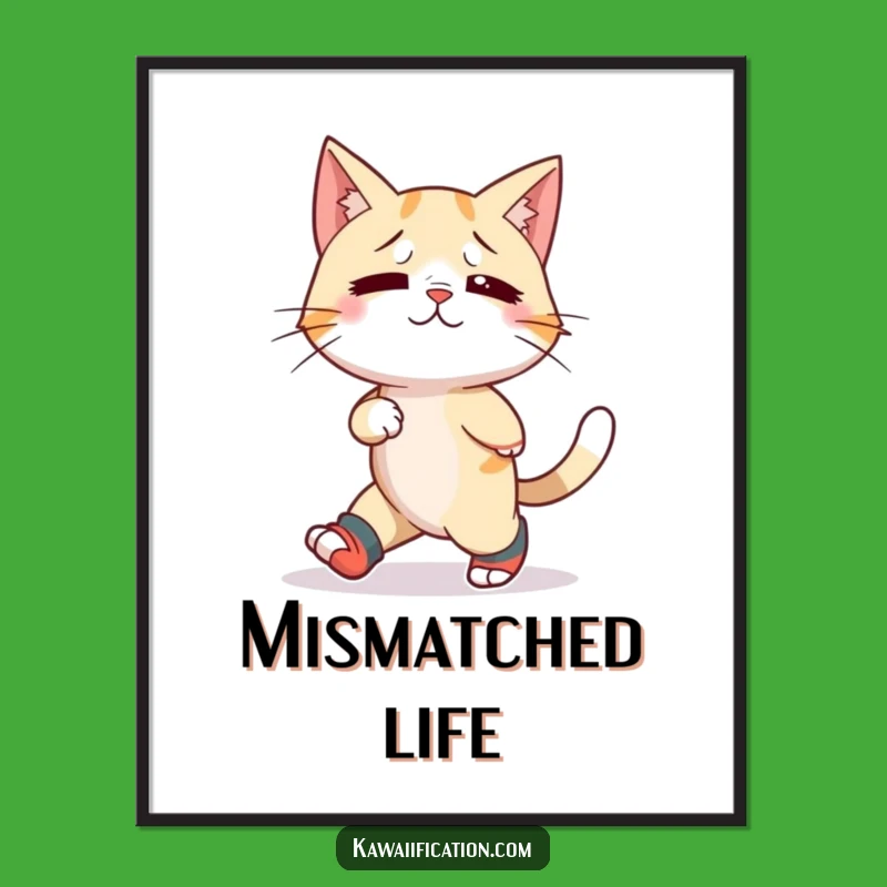 Funny Cat Mismatched Socks Poster: Wall Art with a Twist