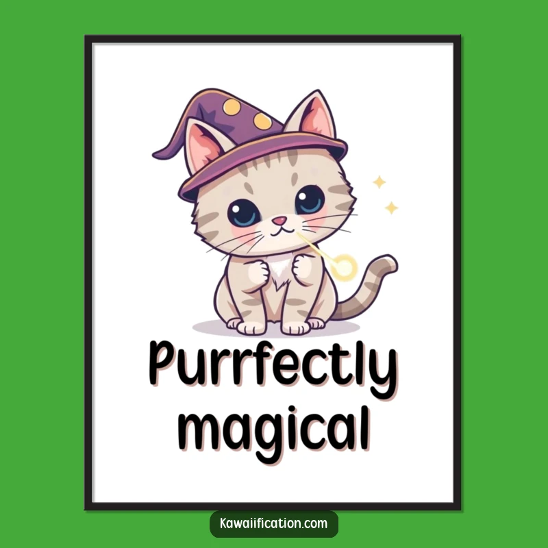 Funny Cat Wizard Laser Poster - Magical Wall Art