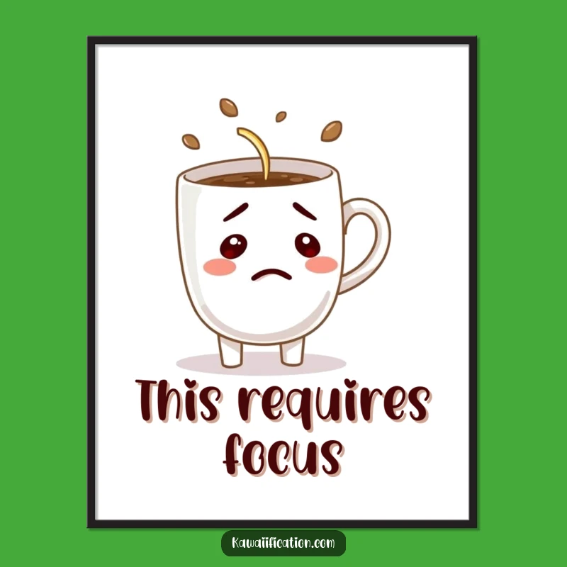 Funny Confused Coffee Poster: Comical Wall Art for Your Kitchen or Office
