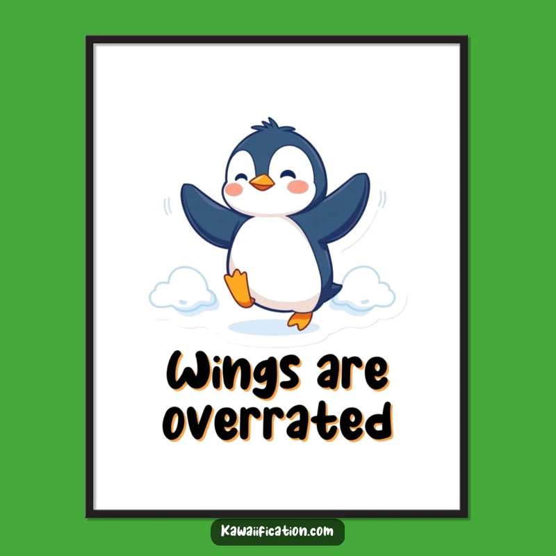 Funny Penguin Fly Poster: Determined Bird Art for a Hilarious Gift