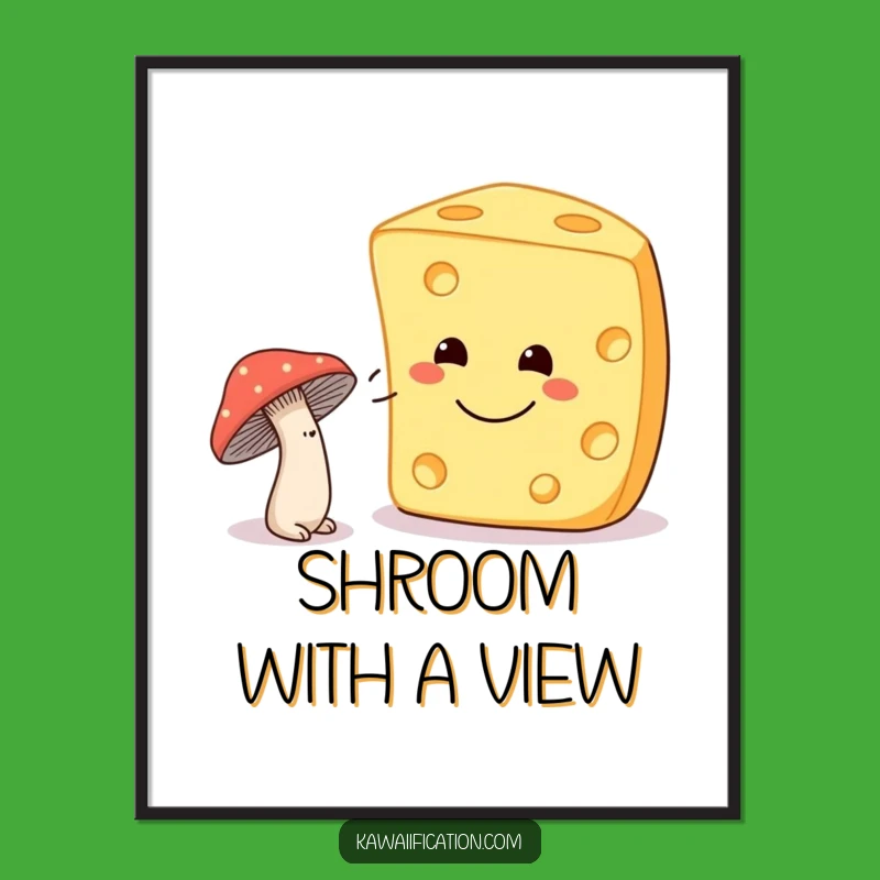 Funny Shy Mushroom Poster: Whimsical Art for a Cheerful Space