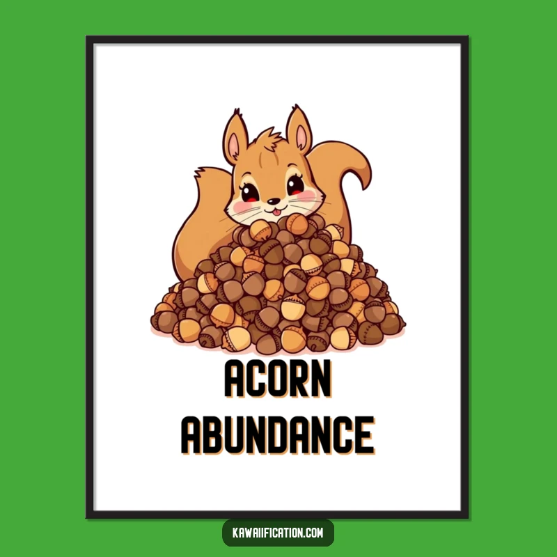 Funny Squirrel Acorn Poster: Hoarding Art Print, Unique Funny Gift Idea