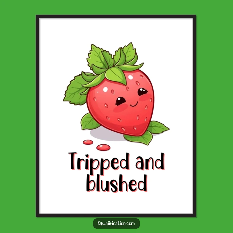 Funny Strawberry Trip Poster: Cute Blushing Fruit Art for a Hilarious Gift