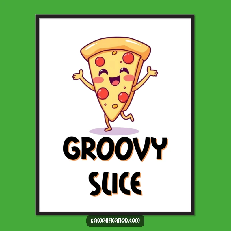 Funny Dancing Pizza Art Print: Cheerful Wall Decor for Foodies