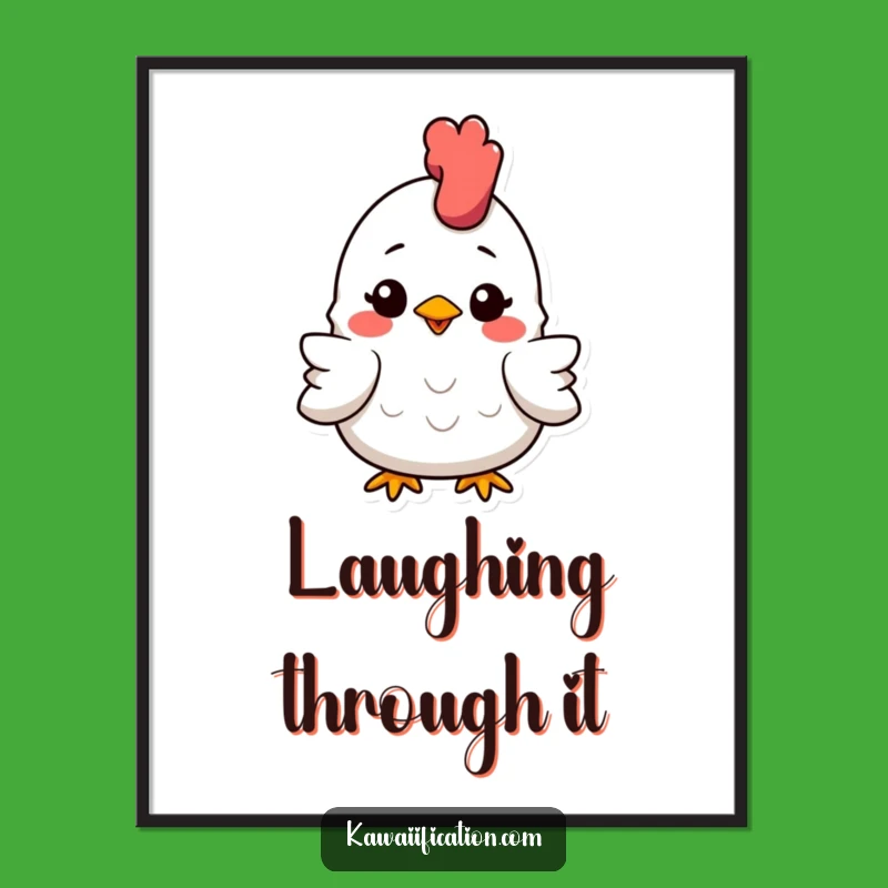 Funny Squashed Chicken Poster - Smiling Art, Absurd Funny Gift!