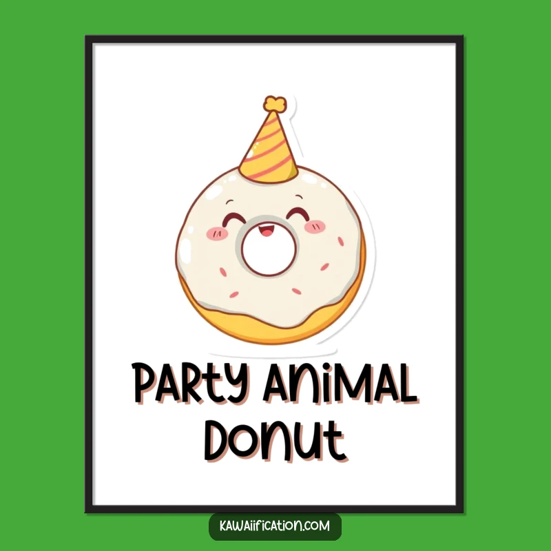 Funny Donut Party Poster: Vibrant Wall Art for a Sweet Celebration Home