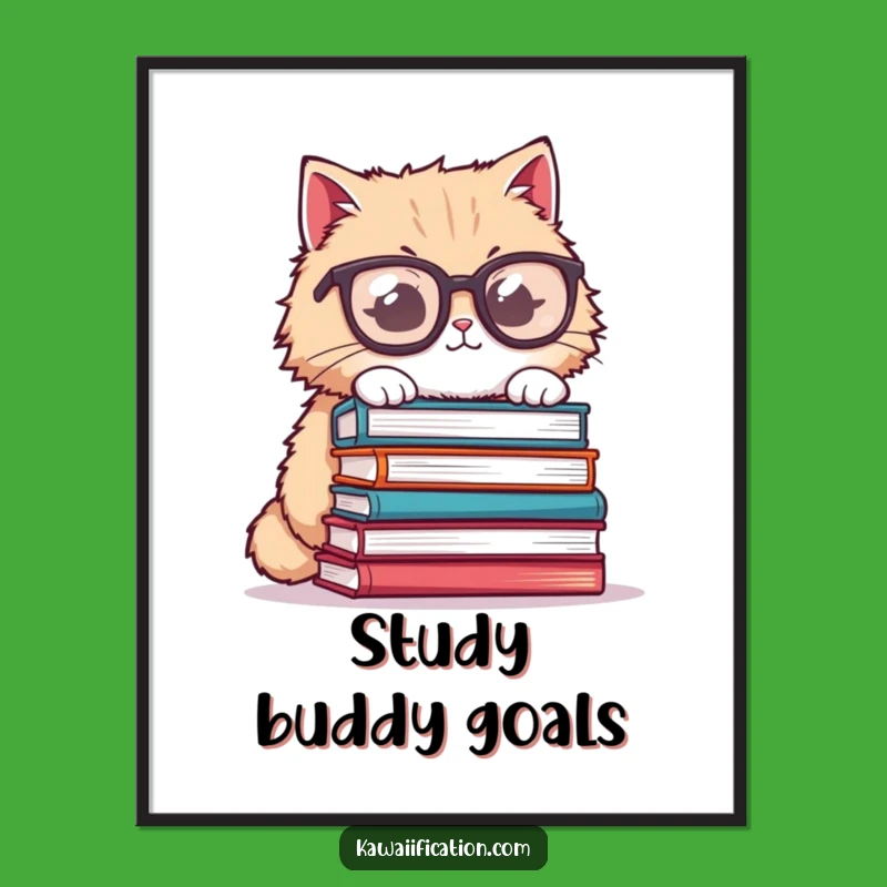 Funny Cat Glasses Poster - Book Balance Art, Perfect Funny Gift Decor