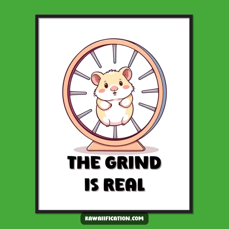 Funny Hamster Wheel Poster - Trapped Life Art, Motivational (or Demotivational) Funny Gift!